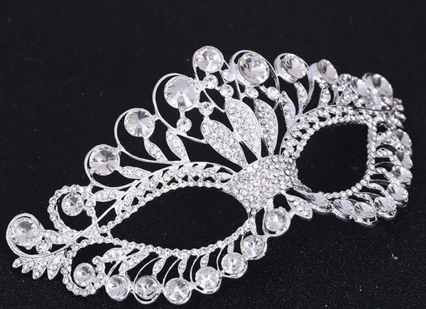 Rhinestone Venetian Masquerade Masks Fashion Women Sexy Metal Eye Mask Wedding Hen Night Party Mask Halloween Christmas Pink Silver Festivo