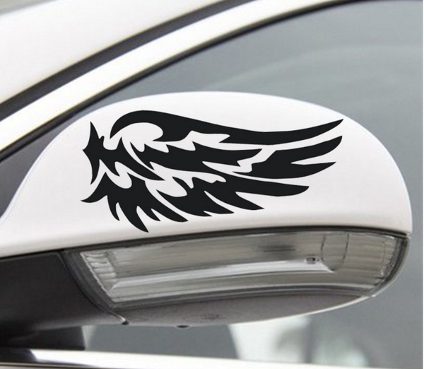 

car rearview mirror sticker mini stick white black wing pattern trunk funny fashion 2 size dhl shipping