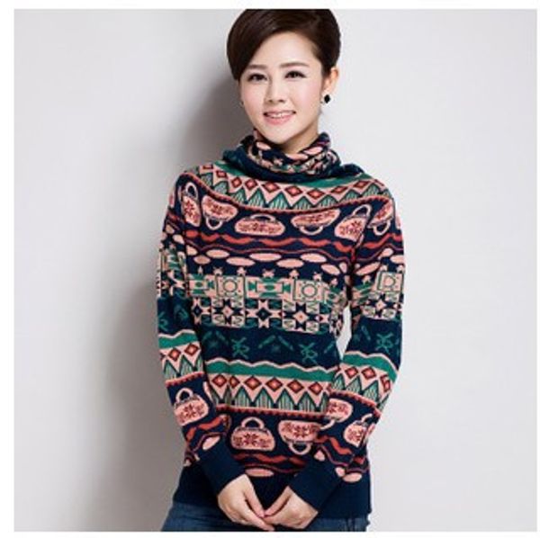 

wholesale- 2015 autumn and winter fashion selling yuan xiang sweater turtleneck cashmere sweater gradient women's basic pullover shirt, White;black
