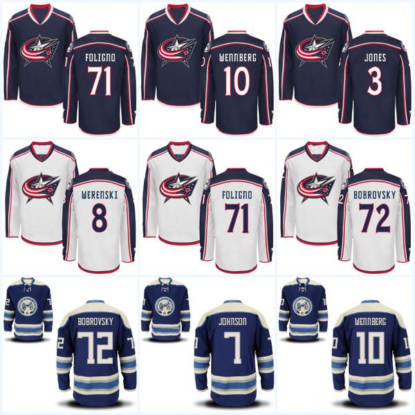 

Columbus Blue Jackets Jerseys Mens' 72 Sergei Bobrovsky 71 Nick Foligno 8 Zach Werenski 17 Brandon Dubinsky 3 Seth Jones Hockey Jerseys
