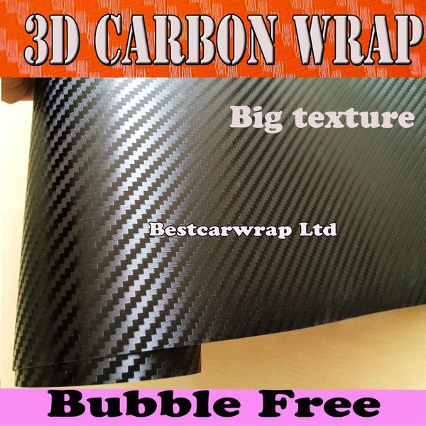 3D -Kohlefaser -Vinylfilm Luftblase kostenlos Auto Styling kostenlos Schiffsschifffahrt Carbon Laptop Deckung Haut 1,52 x 30 m/Roll 5x100ft
