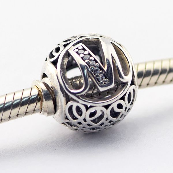 

Винтаж M Clear CZ 13 100% стерлингового серебра 925 бусины Fit Pandora подвески браслет аутенти
