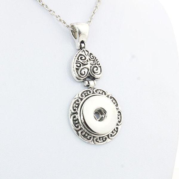 

wholesale- boom life vintage women's flower 18mm metal snap button long chain necklaces&pendant female diy jewelry one direction, Silver