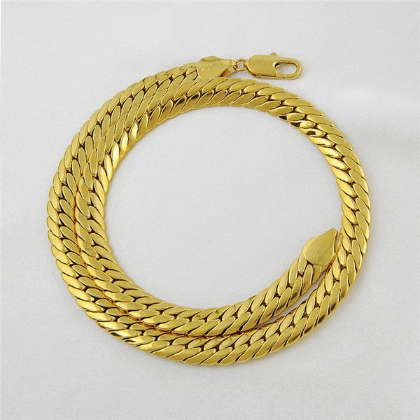 Halsketten-Anhänger im Einzelhandel mit massiver 18-Karat-Gelbgoldfüllung, 24 Zoll, 10 mm, 85 g, Fischgrätenkette, Herrenhalskette, GF-Schmuck