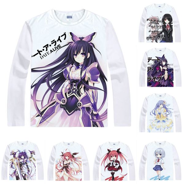 

anime shirt date a live t-shirts multi-style long sleeve kotori itsuka tohka yatogami cosplay motivs kawaii shirts, White;black