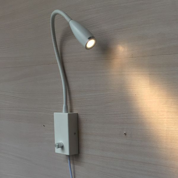 

ch plug in wall lights dimmable with knob switch 3w led narrow beam flexible arm 170cm cable eu/us/uk plug easy hook-up
