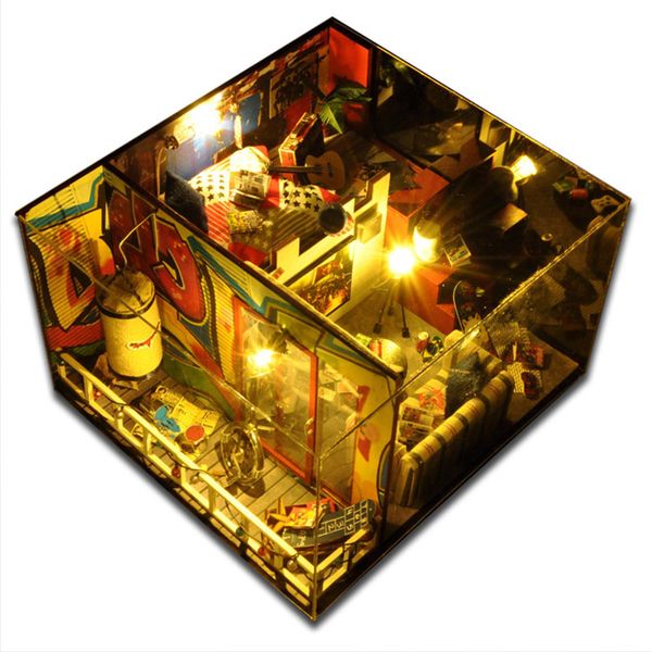 

wholesale-doll house with dust cover diy miniature 3d puzzle wooden dollhouse miniaturas furniture house for dolls birthday gifts toys