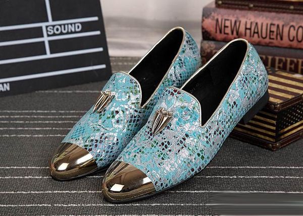

Luxury Mens Business Leisure Dress Shoes British Designer Metal Toe Charm Slip On Leather Shoes For Men Loafer Party Shoes