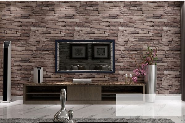 14 3D PVC Wall Paper Brick Stone Pattern Wallpaper Self-Adhesive Living Room Bedroom Stickers Home Decoration Furniture Renovation 3d luxury wood blocks effect brown stone brick 10m vinyl wallpaper roll