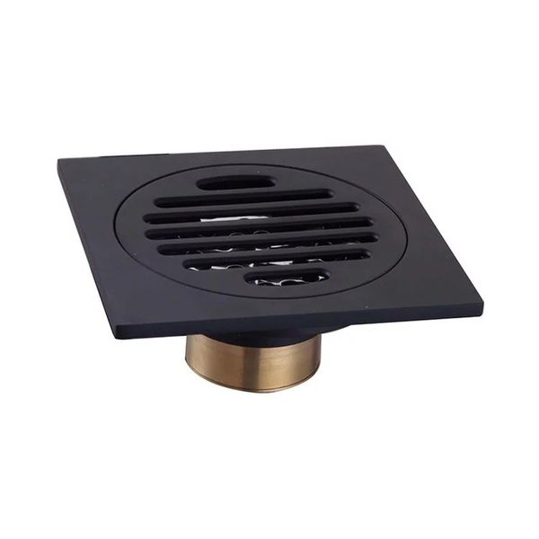 ROLYA Alba Quadrado Preto Latão Maciço 100mm Anti-Odor Chão Dreno Cubix Grelhas de Chuveiro