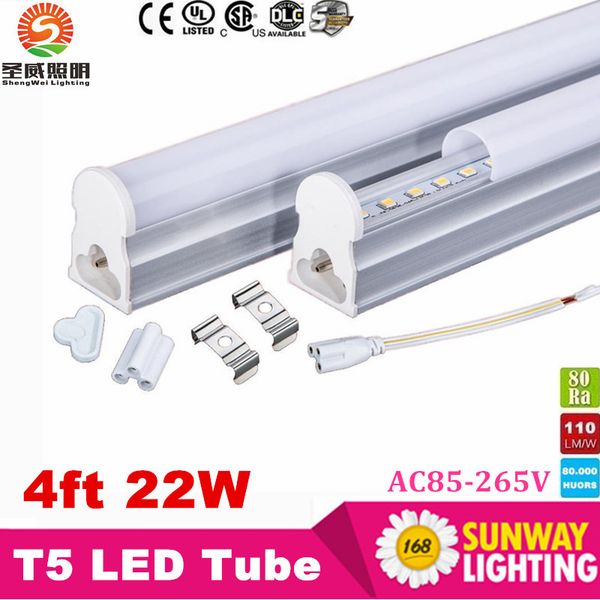 CE ROHS FCC T5 Tubi a LED Luci 1ft 2ft 3ft 4ft 5ft 6ft 8ft Luci per porte più fredde Lampada fluorescente a LED integrata AC 110-240V