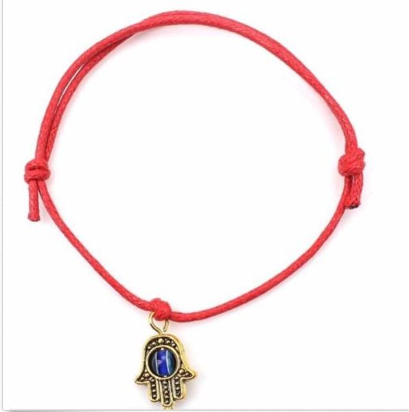 Kostenlose 100 Stück Hamsa-Handschnur, böser Blick, glückliches rotes Wachsband, verstellbares Armband