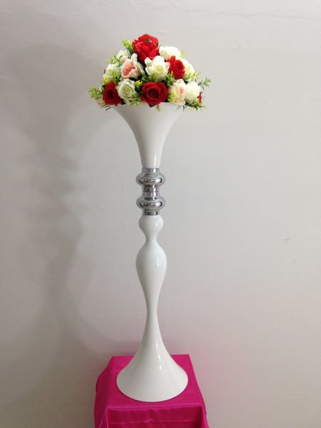 vaso bianco a forma di tromba di ultima qualità 11 per centrotavola/vaso da matrimonio
