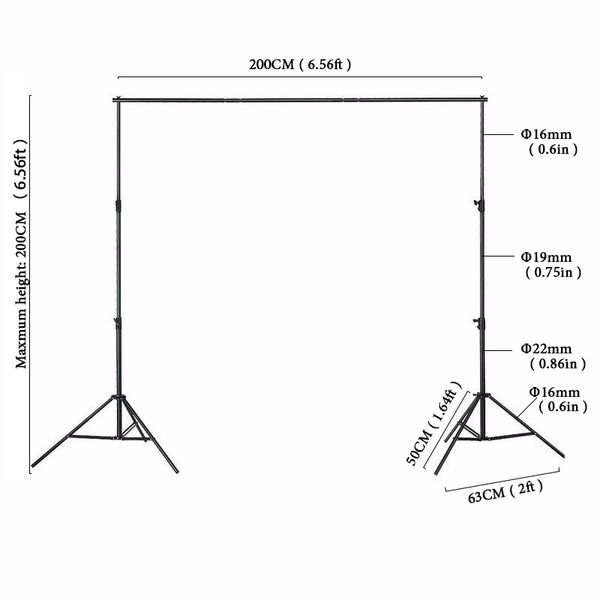 6.5x6.5ft высокое качество фона система поддержки стоит с фотостудия регулируемая перекладина фотостудия рамка + сумка для переноски