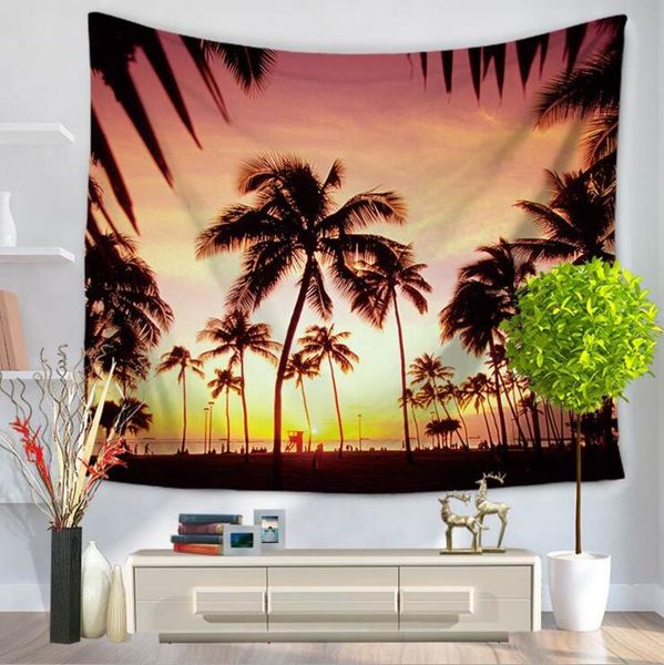 Beautiful Scenic Wall Art Hawaii Beach Palm Tapestry Sea Sunset Beautiful Scenic Wall Art Hawaii Beach Palm Tapestry Sea Sunset Hanging Decor For Home Office Cafe