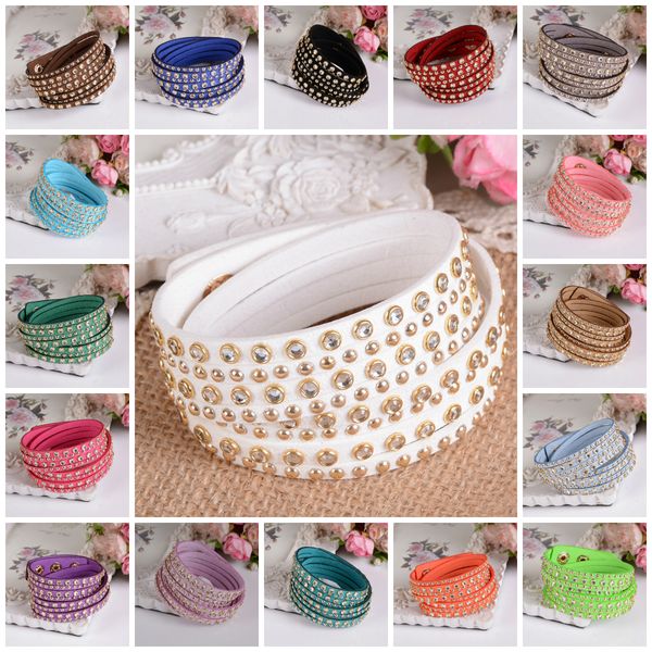 

браслет для женщин ювелирные изделия кожаный браслет wrap многослойные кристалл браслет, Golden;silver