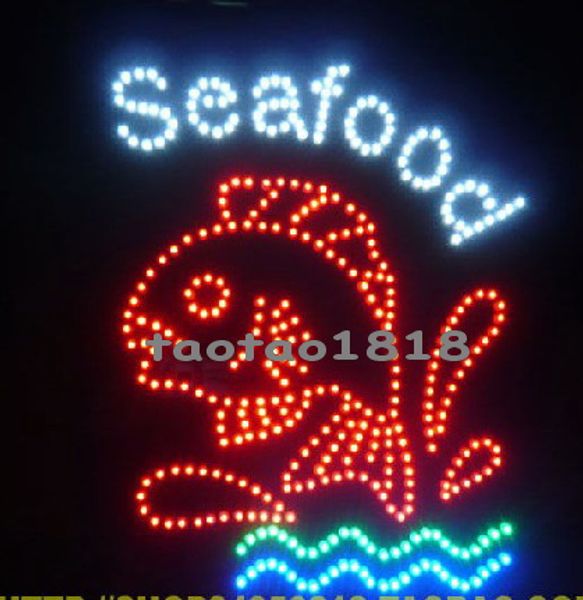 LED Deniz Ürünleri Mağazası Açık Neon Burcu Sıcak Satış Yeni Varış Özel Grafikler 19x19 inç Kapalı Ultra Parlak Yanıp Sönen