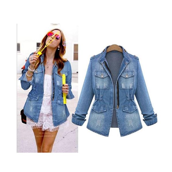 

wholesale- 2016 spring fashion women's jackets washed denim slim girl boyfriend jacket denim shirt casual shirt women miss, Black;brown