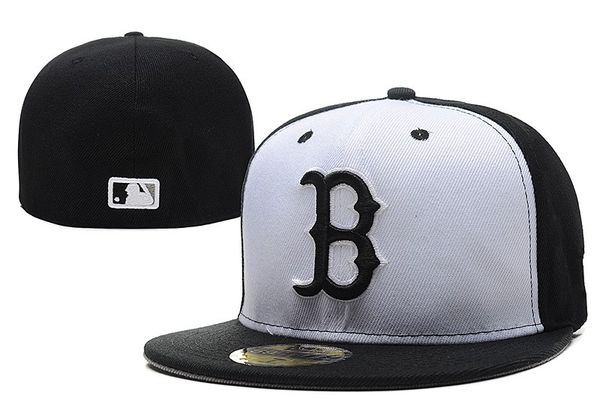 

Top quality Red Sox Fitted White Black Baseball Hats Cheap Sports Team Closed Caps Chapeau Cheap Men's Womens Sports Gorras One Piece