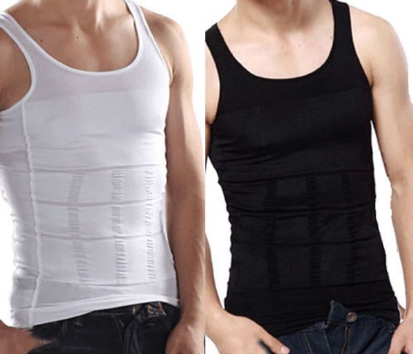 

wholesale- men' body shaper vest underwear shirt firm tummy belly buster control slimming tank, White;black