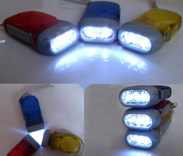 

new protable 3 led dynamo wind up flashlight torch light hand press crank nr hunting, daily wear, night fishing, camping, hiking