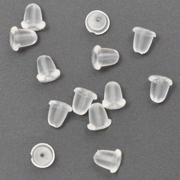 

wholesale 100pcs clear soft rubber earring backs sers findings ear post nuts, White