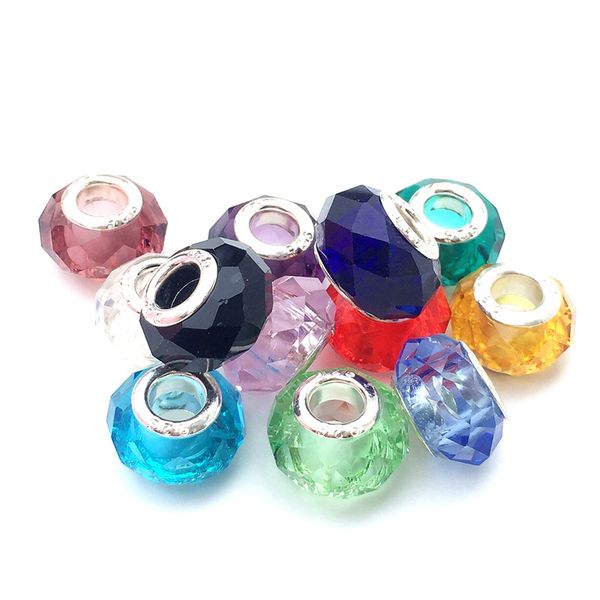 5pcs Black Glass Crystal Beads lampwork For European Bracelet/&Bangle