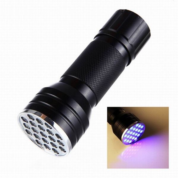 21 UV Ultra Violet Blacklight 21 LED Torcia Torcia Lampada Luce Supporto Batterie AAA (non incluse) Rilevatore di denaro