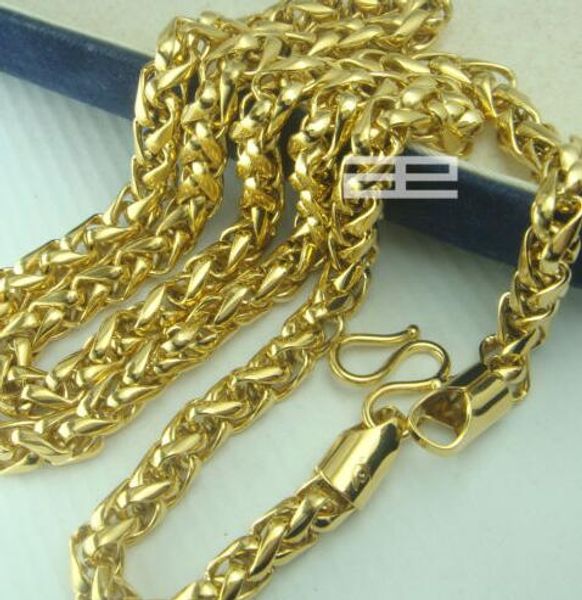 

18KT золото заполненные мужские сотканные 60 см длина прохладный цепь ожерелье N193