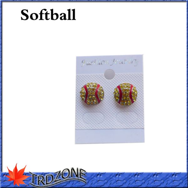 

crystal accented softball stud earrings, Golden;silver
