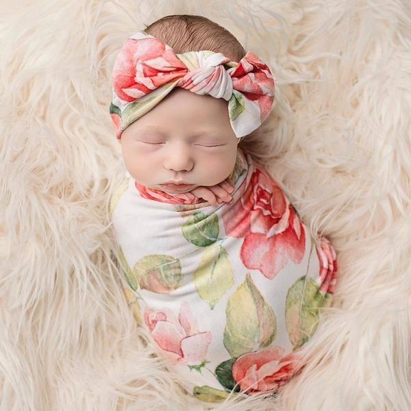 

INS Младенческая Цветочная Baby Пеленание Одеяло набор Мешок Новорожденных Девочек
