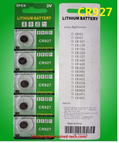 500 Karten/Lot CR927 3V Lithium-Knopfzelle Uhrenbatterie