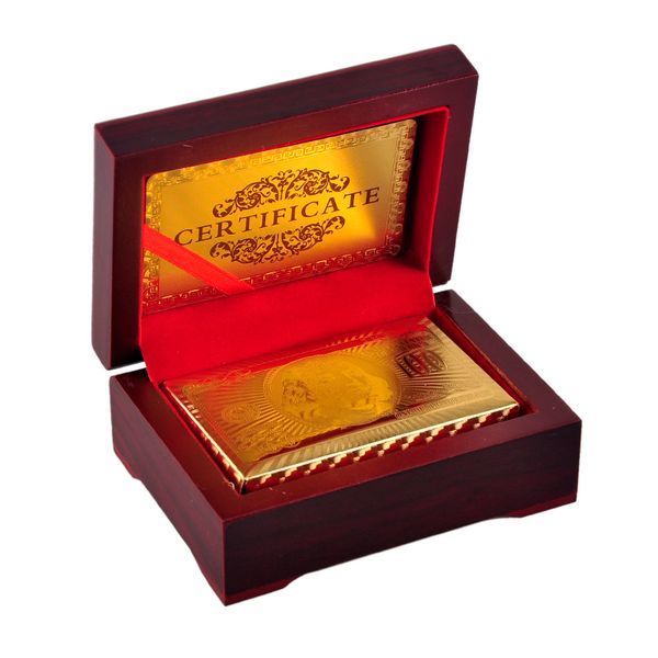 

24k gold foil plated poker card playing card game high grade port lei ure game gift box with certificate card 2507005