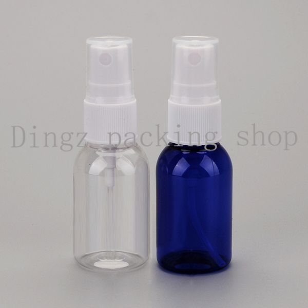 50 pz 30 ml trasparente/blu Pompa a spruzzo Fine bottiglie di plastica vuote, flacone spray da 1 oz di plastica flacone spray da 30 cc