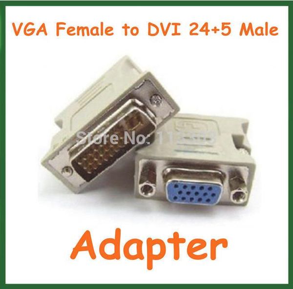 Freeshipping 50 Stück VGA-Buchse auf DVI 24+5 Pin Stecker Adapter auf 15 Pin VGA Buchse Extender Konverter