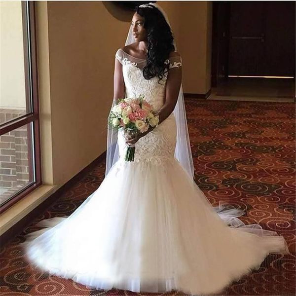 

plus size mermaid wedding dresses bridal gown vintage lace glamorous wedding dress mermaid wedding gowns vestidos de gala, White