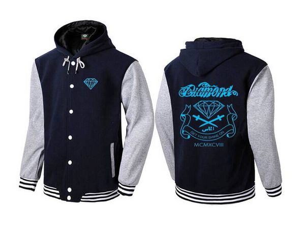 

winter thick hip hop diamond supply hoodie men casual sport zipper jogging hiphop outwear plus size 5xl, Black