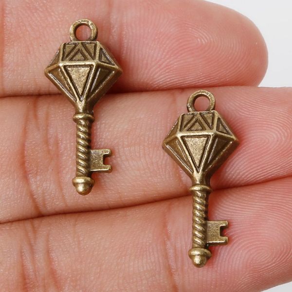 

new 7pcs 26x11mm antique bronze metal pendant key charms jewelry findings accessories for diy jewelry making di, Bronze;silver
