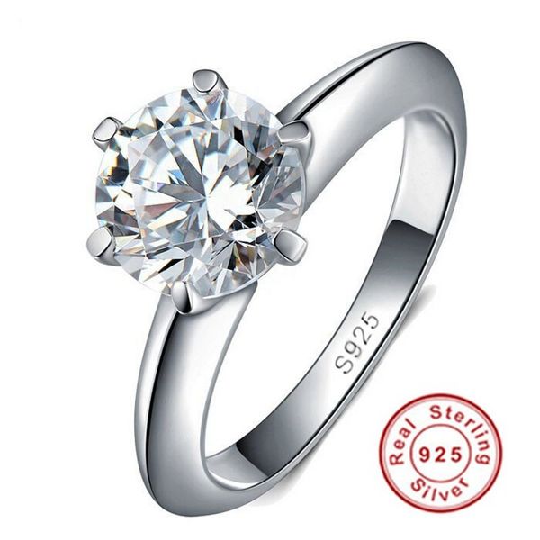 Vecalon Real 925 Стерлинговые серебряные кольца 1,5 карат CZ Diamond серебряные обручальные кольца для женских серебряных украшений