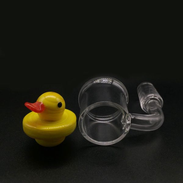 DHL Free !! 2mm XL Flat Top Evan Shore Quartz Banger Nails 10mm 14mm 18mm con tappo giallo anatra per bong in vetro Oil Rigs