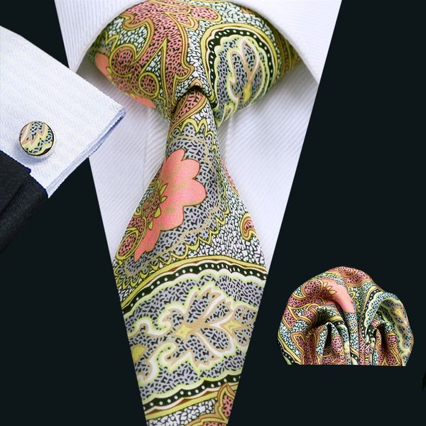 

Classic Tie With Cufflinks Hanky New Arrival Men's Silk Priting Mixed Color Tie Stylish Party Wedding Tie N-1282