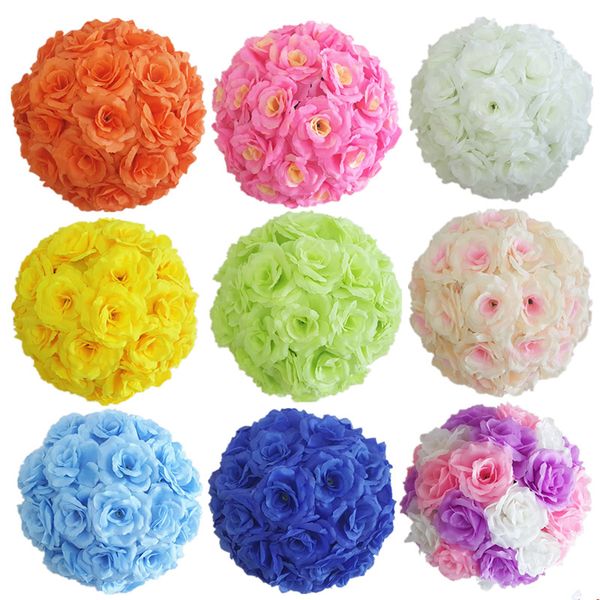 

Up cale white artificial ro e ilk flower ball hanging ki ing ball 30cm 12 inch dia ball for wedding party decoration upplie