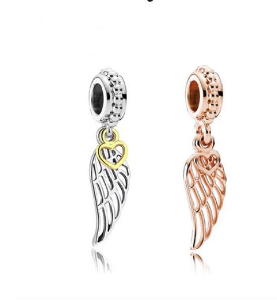 

Fit Pandora Charm Bracelet European Silver Charms Rose Gold Pendant Angel Wing Dangle DIY Snake Chain For Women Bangle Necklace Jewelry Xmas