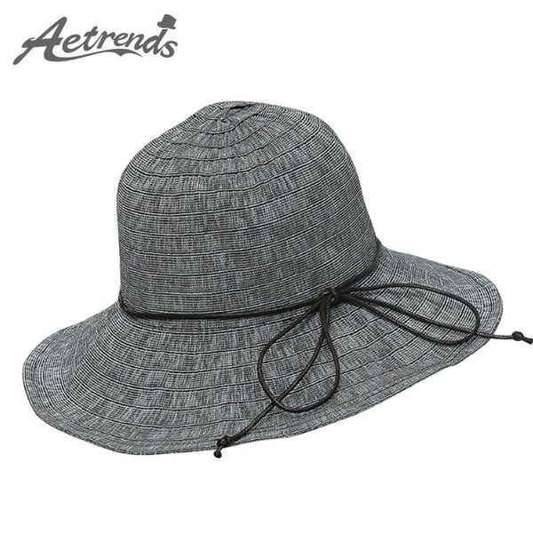

aetrends] 2017 летние старинные лук летние шляпы для женщин солнцезащитный козырек пляж шляпа панама повседневная путешествия cap z-5141, Blue;gray