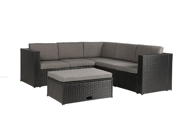 2018 Garden Outdoor Furniture Complete Patio Pe Wicker Rattan Garden Outdoor Furniture Complete Patio 6 Pieces Pe Wicker Rattan Corner Sofa Couch Set Black