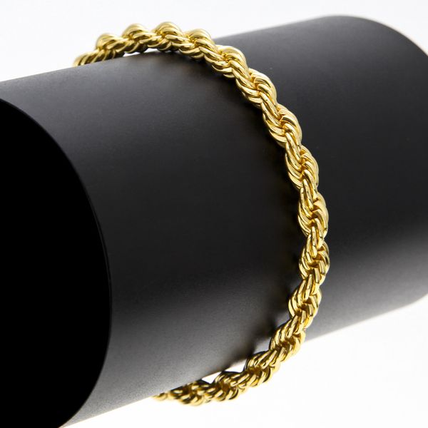 Хип-хоп Золотой Посеребренный браслет Предметы Модный 6,5 мм 22см Веревка для мужчин Ювелирные изделия