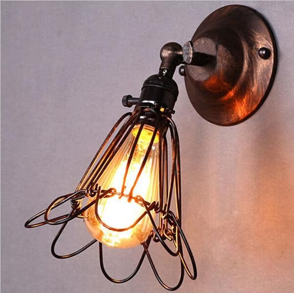 

vintage birdcage led wall lighting lampshade metal industrial wall mount lighting e27 holder led wall sconces light