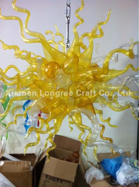 

c95-art decor yellow hand blown glass chandelier light ce ul certificate designer hanging led pendant lamps