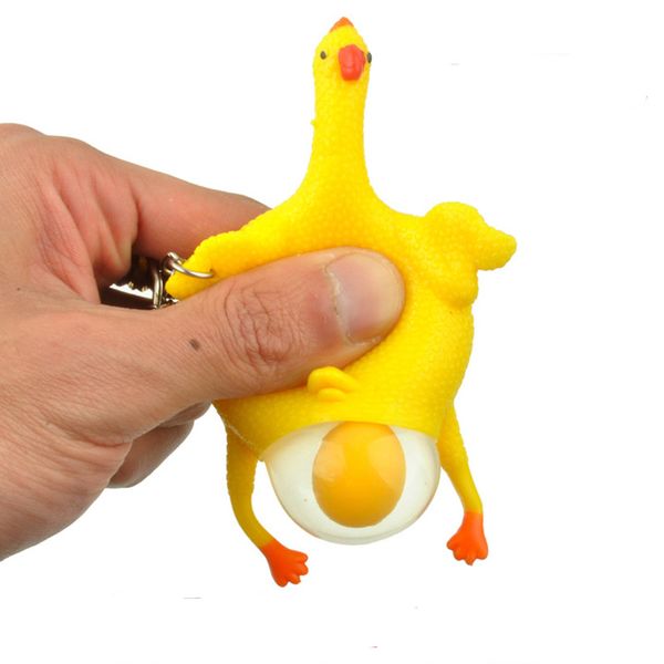 Vent Chicken Shrilling Whole Egg Legehennen Überfüllter Stressball Schlüsselanhänger Kinderspielzeug Neuheit Parodie Tricky Funny Gadgets Toys