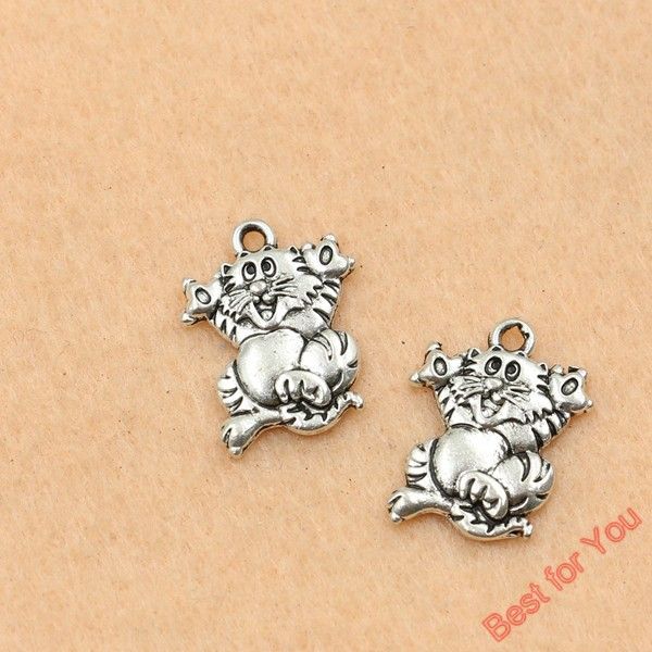 

80pcs tibetan silver tone cat charms fashion pendants jewelry diy jewelry findings 17x13mm jewelry making, Bronze;silver